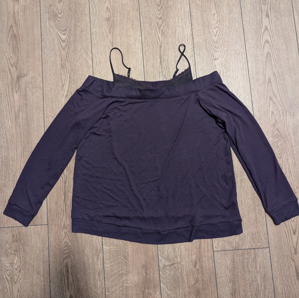 Lane Bryant Purple Off-Shoulder Blouse